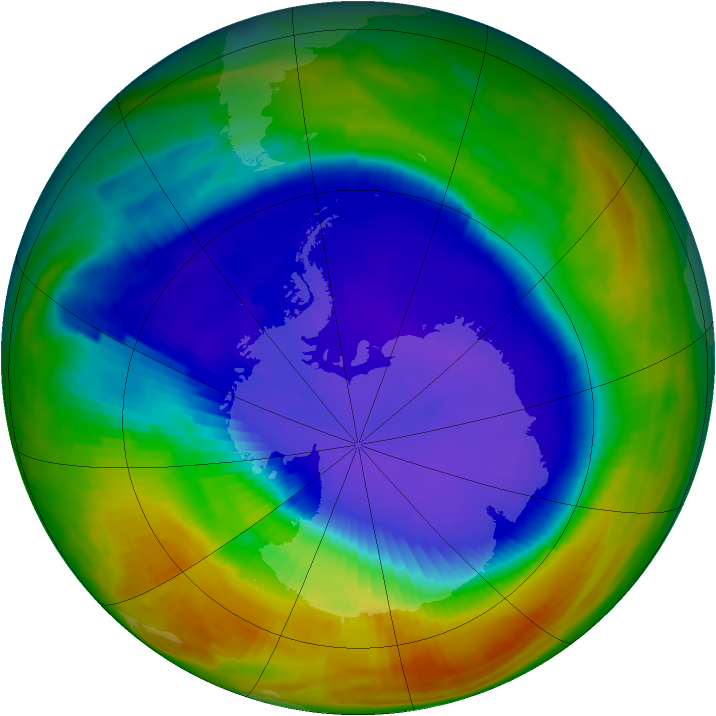 Antarctic ozone map for 15 September 1996